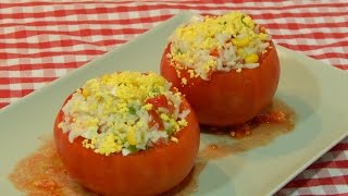 Cómo hacer tomates rellenos de ensalada de arroz [upl. by Yecniuq]