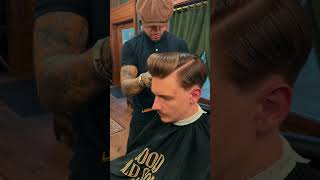 Perfect Pompadour with a Sharp Part 💪💈 pompadour hairstyle [upl. by Arin]