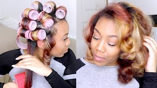 How To  ❀Soft Sexy Heatless Roller Set Curls on Natural Hair❀ [upl. by Carr536]