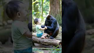 My kid With Kiki Gorilla gorillababy crazy love cute trend baby [upl. by Tterraj202]