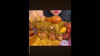 Chicken biryani with chicken curry mukbang eatingshow food eating foodchallenge [upl. by Garnett968]