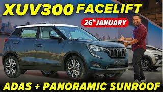 Mahindra XUV300 Facelift  ADAS  Panoramic Sunroof  360 Degree Camera  Kia Sonet Facelift Rival🔥 [upl. by Nywra376]