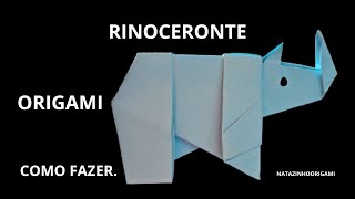 COMO FAZER RINOCERONTE DE PAPEL  ORIGAMI [upl. by Adalheid]