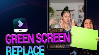 Green Screen Square Replacement Effect  FilmoraGo Mobile Video Editing Tutorial [upl. by Oine]