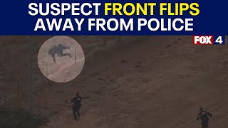 FULL CHASE Fort Worth chase suspect flips over fence [upl. by Lotsirb]