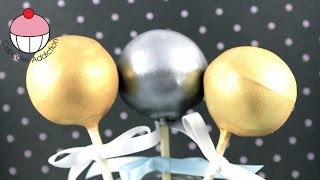 GOLDEN CAKEPOPS How to Make Metallic Gold amp Silver Cake Pops  A Cupcake Addiction Tutorial [upl. by Gamages]