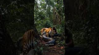 Tiger vs Anaconda 😨😨😰😰 animals short [upl. by Ollopa]