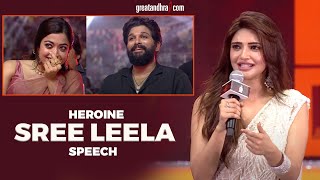 Heroine Sreeleela Speech at Pushpa 2 The Rule Wild Fire Event  Allu Arjun  Sukumar  Rashmika [upl. by Oribel399]