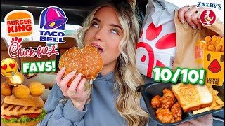 Eating my TOP FAVORITE FAST FOOD ITEMS For 24 Hours [upl. by Llejk]