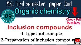 Inclusion compounds  Examples application  preparation  MSc first sem ORGANIC CHEMISTRY Notes [upl. by Asilrac]