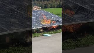 Photovoltaic solar panels in fire [upl. by Hatty]