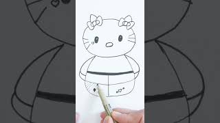 How to draw Hello Kitty Harley Quinn shorts drawing [upl. by Allak]