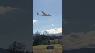 Glider landing on a beautiful day near the mountains aviation glider airport aircraft [upl. by Alios]