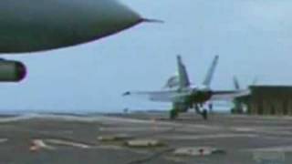 Pilot ejects from F A18 when arrestor cable snaps [upl. by Atteirneh]