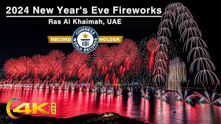 NEW YEAR 2024  Ras Al Khaimah Fireworks UAE Worlds Longest 45Km Fireworks Display RAKNYE2024 🇦🇪 [upl. by Ruyam]