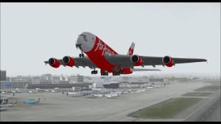 AIRBUS A380 800 AIR ASIA TAKE OFF FROM SEATTLE INTL AIRPORT FS9 HD [upl. by Nolitta]