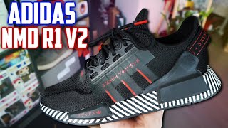 OFF WHITE adidas NMD adidas NMD R1 V2 Dazzle Camo quotSneaker Crossingquot REVIEW and ONFEET [upl. by Wooster]