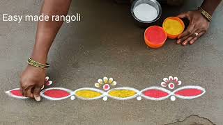 5 Easy daily border rangoli designsside muggulubeautifulnew trendingeasymaderangolicreations [upl. by Mongeau]