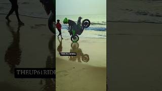 Stunts on ktm dukektm duke stoppie stunt on sea side😱stoppieshortsshortsfeedstuntsbikerstunt [upl. by Sibyls]