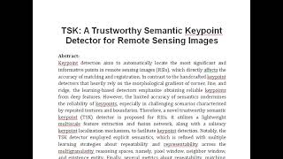 TSK A Trustworthy Semantic Keypoint Detector for Remote Sensing Images [upl. by Carisa811]