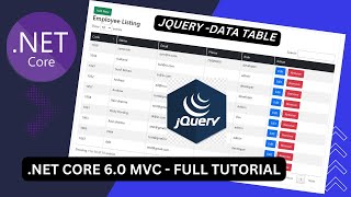 jQuery data table implementation in ASP NET Core MVC  NET Core 60 Full Tutorial [upl. by Razaile513]