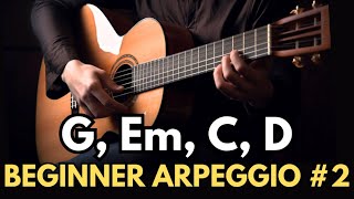 Easy Fingerstyle Arpeggio Pattern  G Em C D Chords  Free PDF Download [upl. by Joelly637]