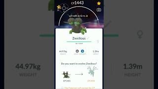 Evolution of shiny Zweilous waste of 100 rere candy pokemongo [upl. by Brandie773]