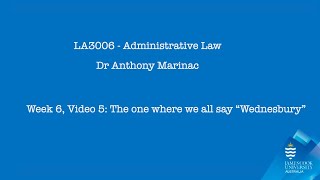 Admin Law 2024 Week 6 Video 5 Wednesbury Unreasonableness [upl. by Oric]