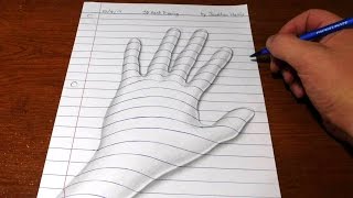 How to Draw a 3D Hand  Trick Art Optical Illusion [upl. by Ogaitnas]