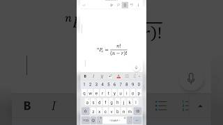 How to write permutation nPr in ms word by phone permutation combination factorial msword reels [upl. by Guyer]