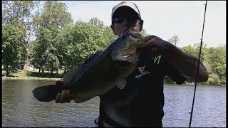 SMALL PONDS GIANT BASS ON HUDDLESTONS AND ZMAN CHATTERBAITS [upl. by Kcirdez]