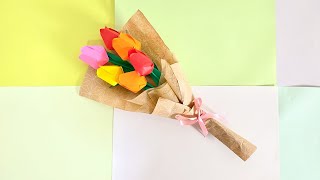 How to make Paper Tulip Bouquet  Easy Origami [upl. by Digdirb]