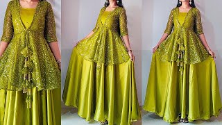 Designer party wear dress cutting stitching peplum gown cutting stitching shrug cutting stitching [upl. by Nitsrik]