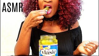 PICKLE ASMR EATING SOUNDS CRUNCHING SOUNDS amp NAILS TAPPING GLASS [upl. by Enived]