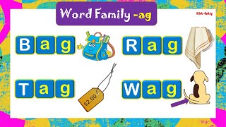 Word Family ag for beginners  ag Family Words for kids CVS Word Family agag sound words for kids [upl. by Elleimac]