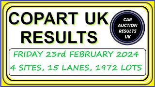 COPART UK AUCTION RESULTS FOR FRIDAY 23224 [upl. by Son]