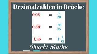 DEZIMALZAHLEN in BRÜCHE umwandeln  Kommazahlen in Brüche  schnell amp einfach erklärt  ObachtMathe [upl. by Nilak]