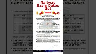 Railway Exam dates out 2024 RRB JE RPF SI RRB ALP TECHNICIAN RRB EXAM DATES OUT CBT1 rrb [upl. by Nyraf]