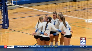 High School Volleyball Chargers sweep Hornets to end regular season [upl. by Valenba]