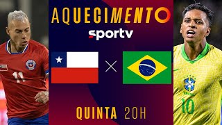 CHILE X BRASIL  AQUECIMENTO  COM IMAGENS  ELIMINATÓRIAS DA COPA 2026  live  sportv [upl. by Hgielanna458]