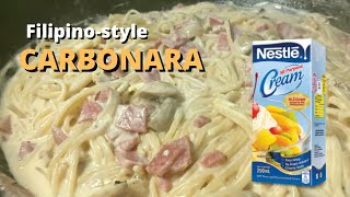 Creamy Carbonara Filipino Style  Carbonara with Costing  Pinoy Style Carbonara Pasta Recipe [upl. by Aicats]