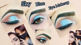 sky Blue Eye Makeup How To Create Sky Blue Eye Makeup TutorialHayatMirza [upl. by Brezin]