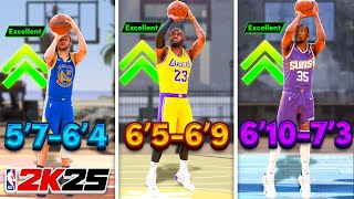 NBA 2K25 BEST JUMPSHOTS FOR ALL HEIGHTS BUILDS amp 3PT RATINGS [upl. by Ahsilrae939]