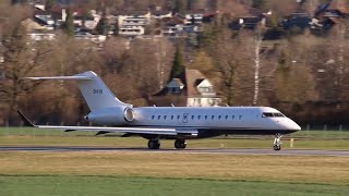 Bombardier Global Express Awesome sound rare vortex trails and extremely short takeoff [upl. by Juliet]