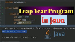 Leap Year in Java  Java Program to Check year leap year or not [upl. by Nilpik]