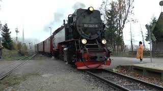 Brockenbahn  Einfahrt Dampfzug von Drei Annen Hohne nach Schierke [upl. by Wj460]