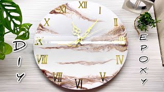 DIY Epoxy Resin wall clock White and Gold Resin Art [upl. by Maribelle62]