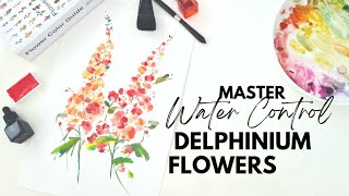 Easy Step by Step Watercolor Loose Delphinium Flower From the Flower Color Guide [upl. by Yruy]