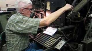 Eldon Meeks runs a Linotype machine [upl. by Otreblaug]