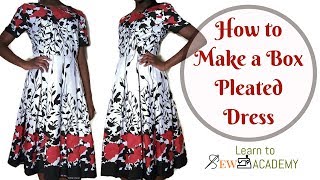 DIY BOX PLEATED DRESS  EASY SKATER DRESS [upl. by Killian]